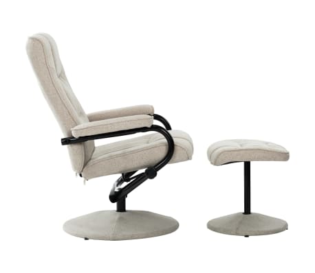 vidaXL Rozkładany fotel z podnóżkiem, kremowy, tkanina