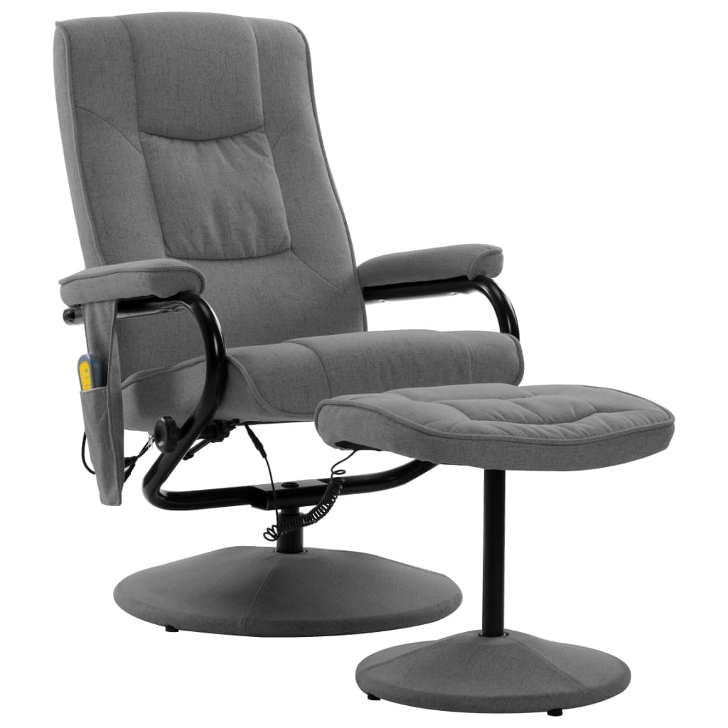 VidaXL Fauteuil De Massage Inclinable Et Repose-pieds Gris Clair Tissu