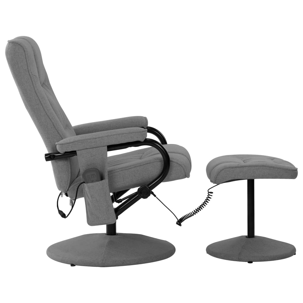 

vidaXL Massagestoel verstelbaar met voetensteun stof lichtgrijs