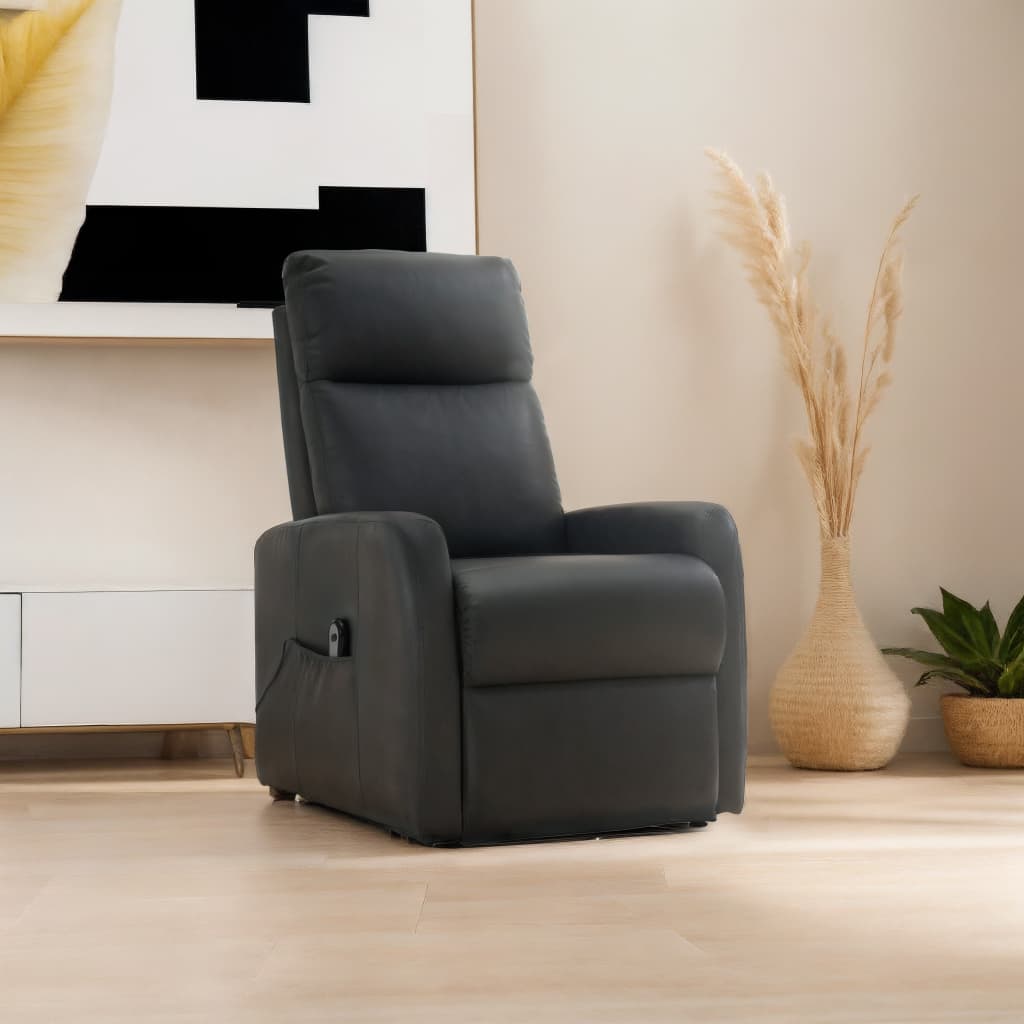 

vidaXL Fauteuil elektrisch sta-op-stoel kunstleer grijs