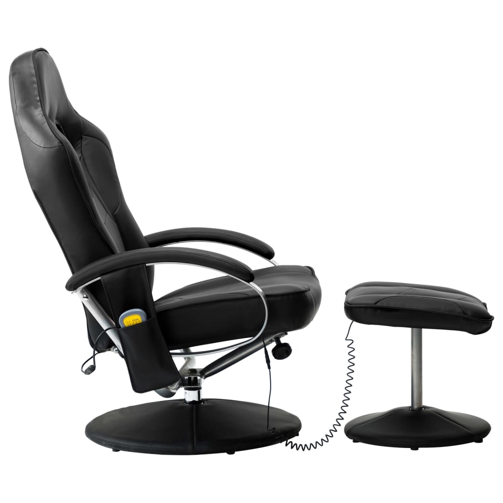 

vidaXL Massagestoel met voetenbankje kunstleer zwart