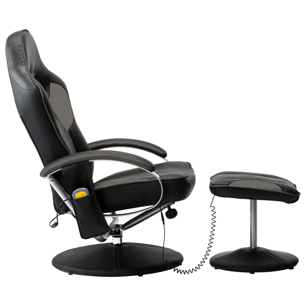 

vidaXL Massagestoel met voetenbankje kunstleer grijs