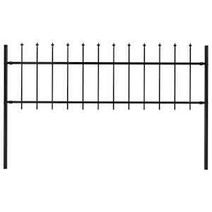 Vrtna ograja s koničastimi vrhovi jeklo 1,8 m črna