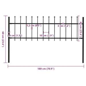 Zahradní plot s kopím nahoře ocelový 181 x 60 cm černý - obrázek 5