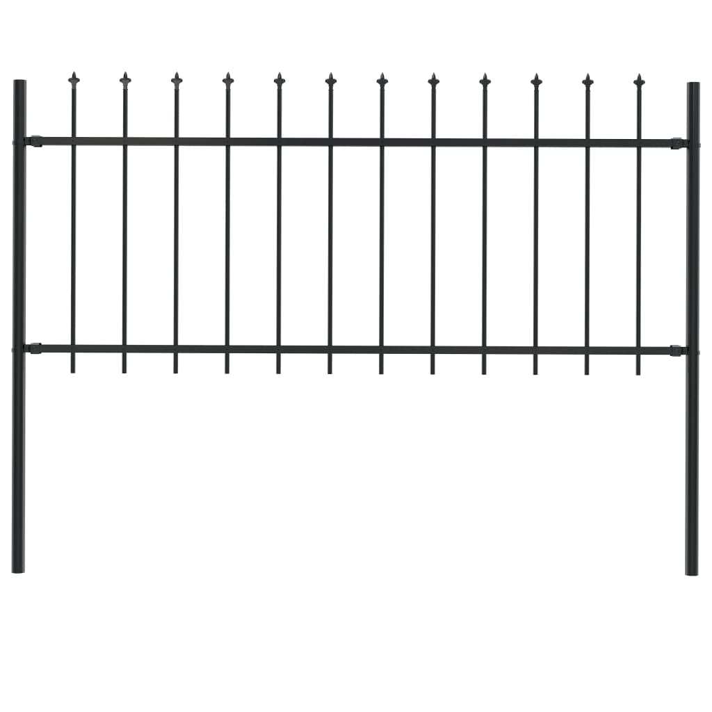 vidaXL Gard de grădină cu vârf suliță, negru, 1,7 x 0,8 m, oțel 