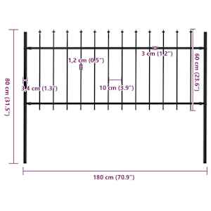 Zahradní plot s kopím nahoře ocelový 181 x 80 cm černý - obrázek 5