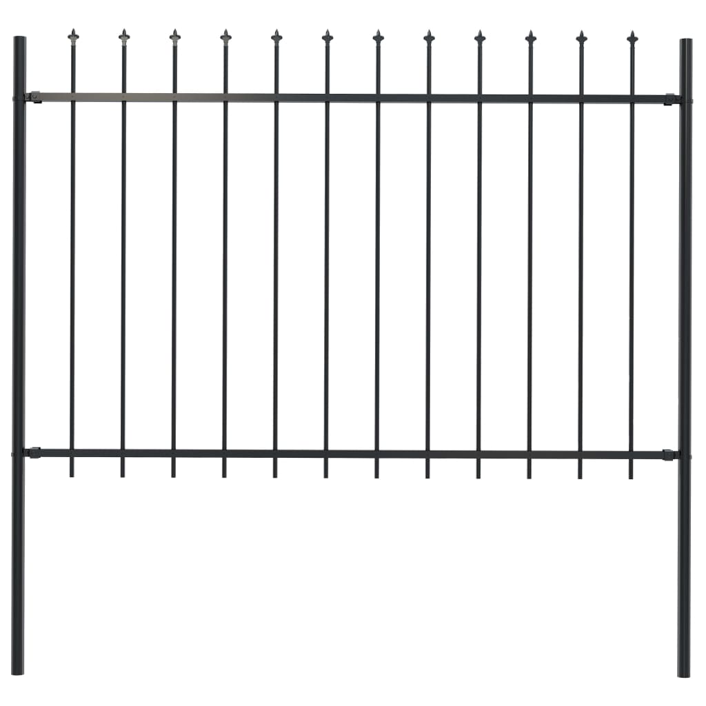 vidaXL Gard de grădină cu vârf suliță, negru, 1,7 x 1,2 m, oțel 