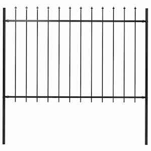 Zahradní plot s kopím nahoře ocelový 181 x 120 cm černý - obrázek 1