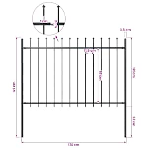 Zahradní plot Woerden s kopím nahoře ocelový 170 x 120 cm černý - obrázek 5
