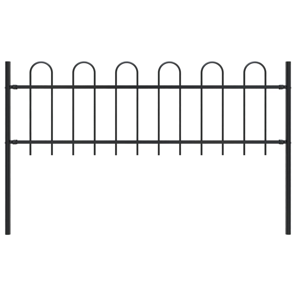 vidaXL Gard de grădină cu vârf curbat, negru, 1,7 m, oțel vidaxl.ro