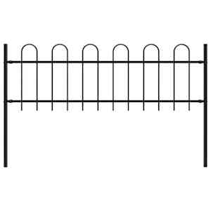 Vrtna ograja z obročastimi vrhovi jeklo 1,8 m črna