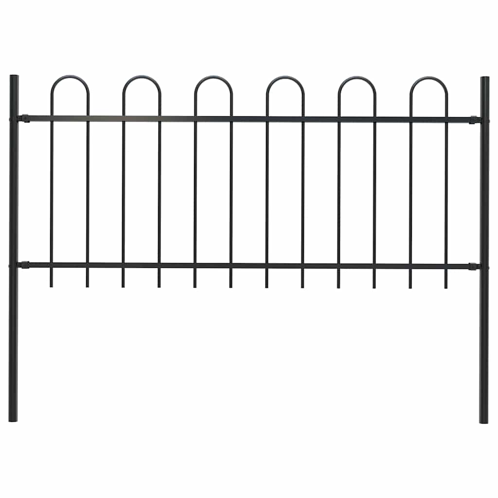 

vidaXL Garden Fence with Hoop Top Steel 5.6' Black