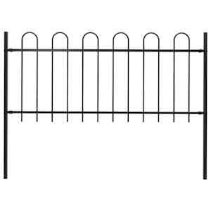 Vrtna ograja Boxtel z obročem na vrhu jeklo 181x80 cm črna