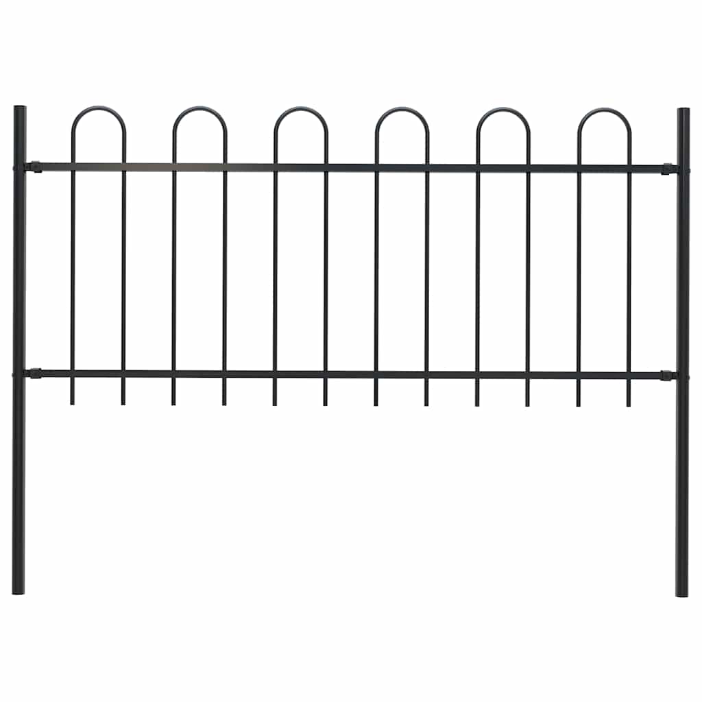 

vidaXL Garden Fence with Hoop Top Steel 5.6' Black