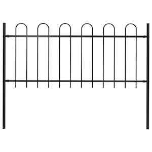 Vrtna ograja BOXTEL z obročem na vrhu jeklo 181x100 cm črna