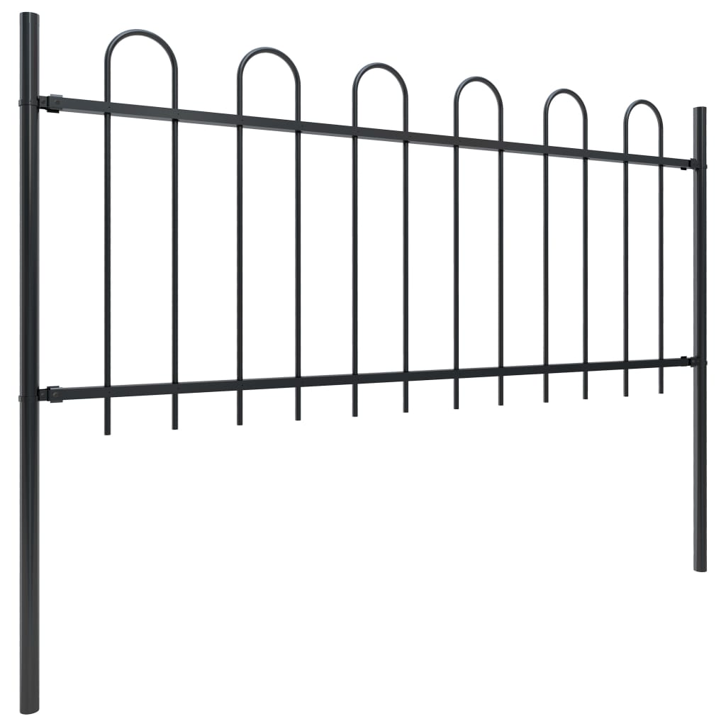 vidaXL Garden Fence With Hoop Top Steel 11.2ft Black for sale online eBay