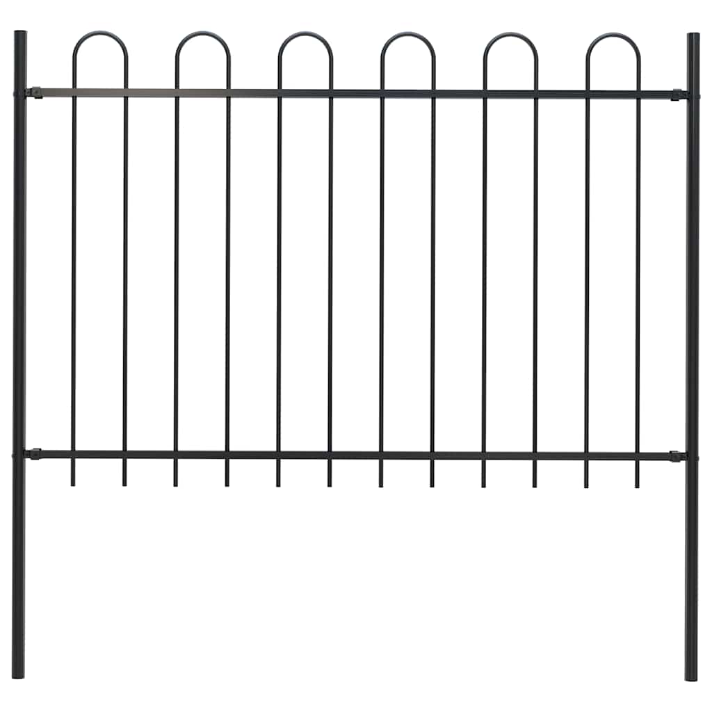

vidaXL Garden Fence with Hoop Top Steel 5.6' Black