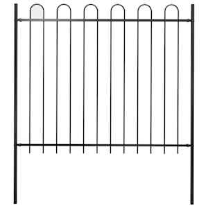 Vrtna ograja BOXTEL z obročem na vrhu jeklo 181x150 cm črna