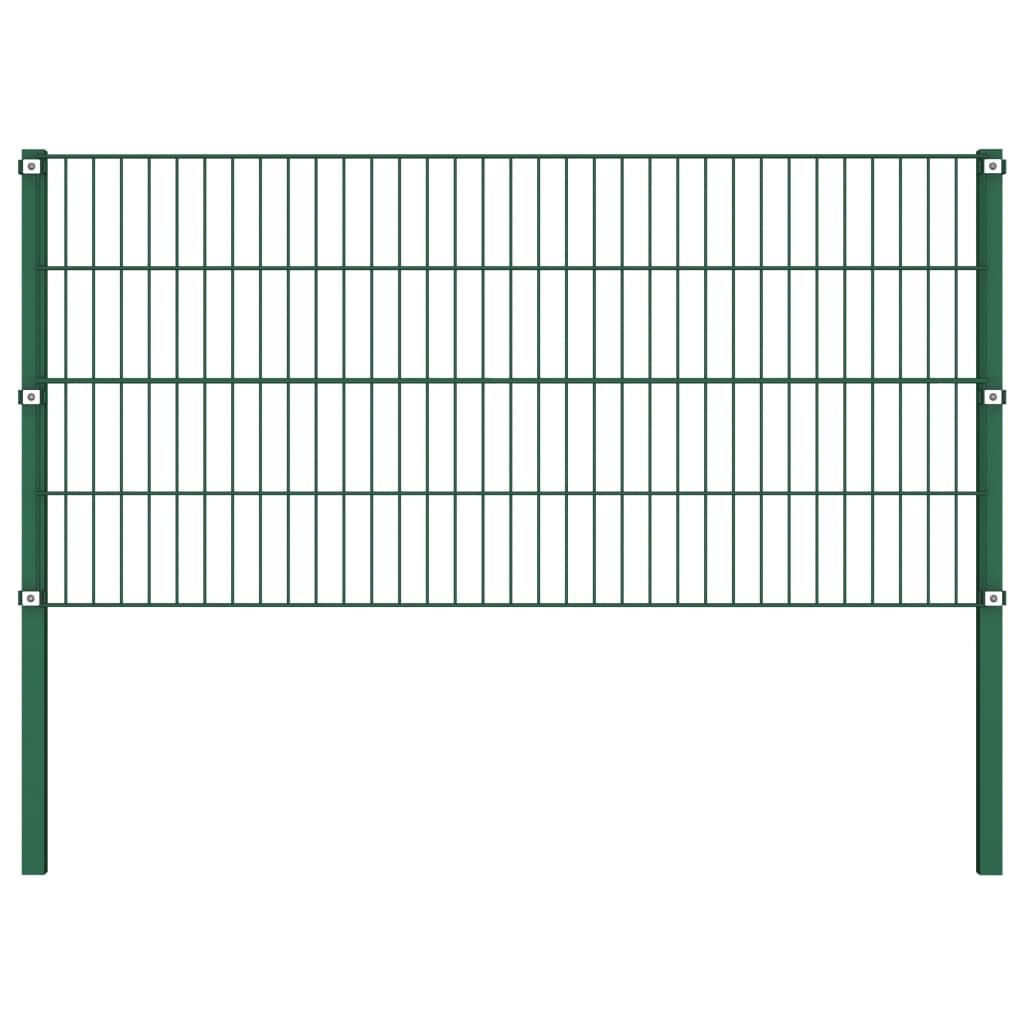 vidaXL Panou de gard cu stâlpi, verde, 1,7 x 0,8 m, fier