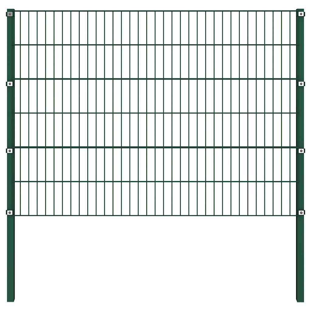 vidaXL Panou de gard cu stâlpi din fier, verde, 176,5x120 cm