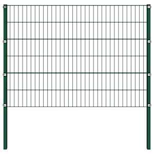 Ograjni panel s stebrički iz železa 176,5 x 120 cm zelen