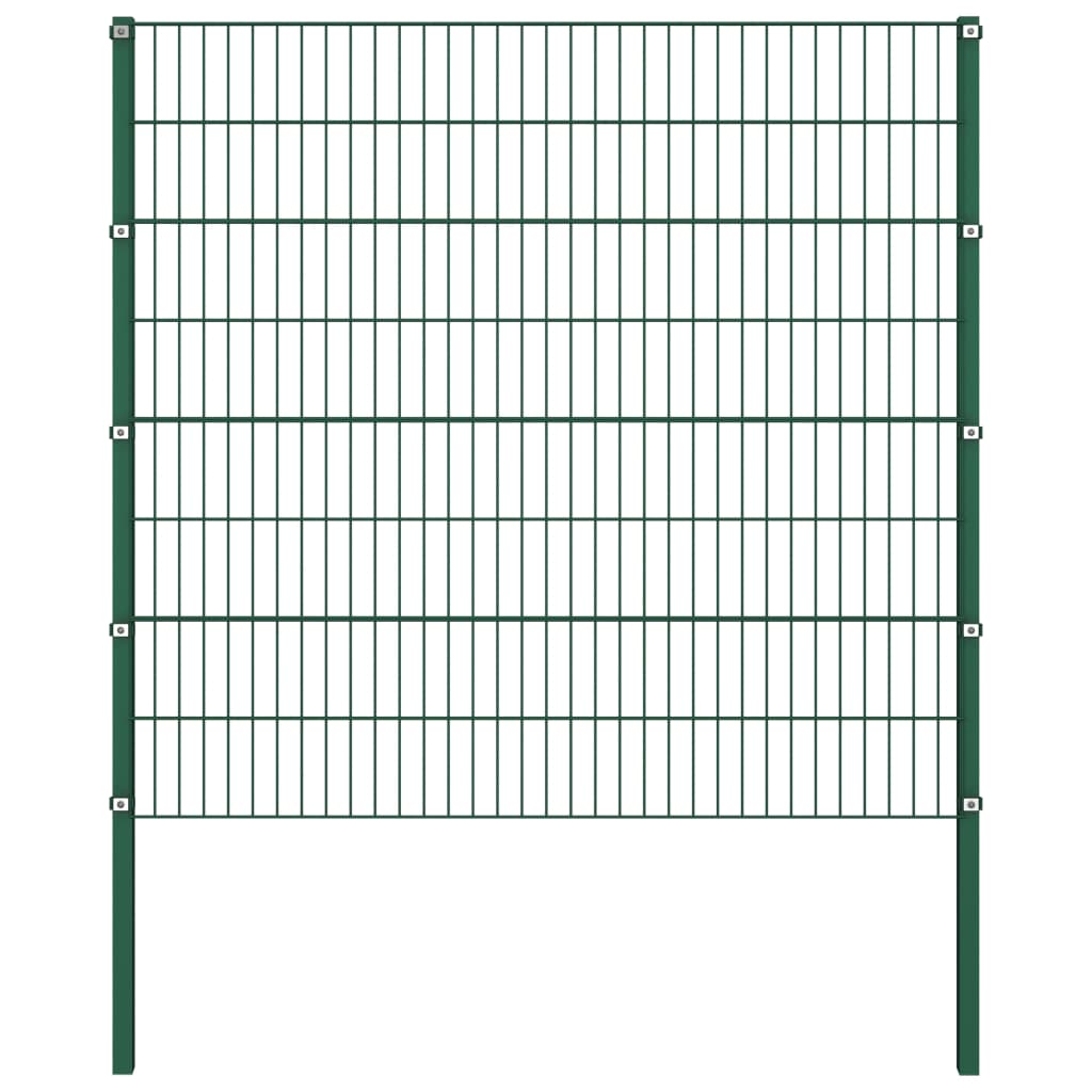 Panel de valla con postes hierro verde 1,7x1,6 m