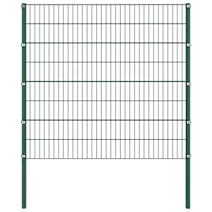 Ograjni panel s stebrički iz železa 176,5 x 160 cm zelen