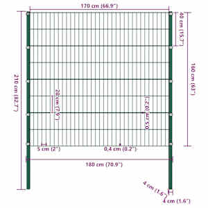 Plotový panel se sloupky železný 176,5 x 160 cm zelený - obrázek 4