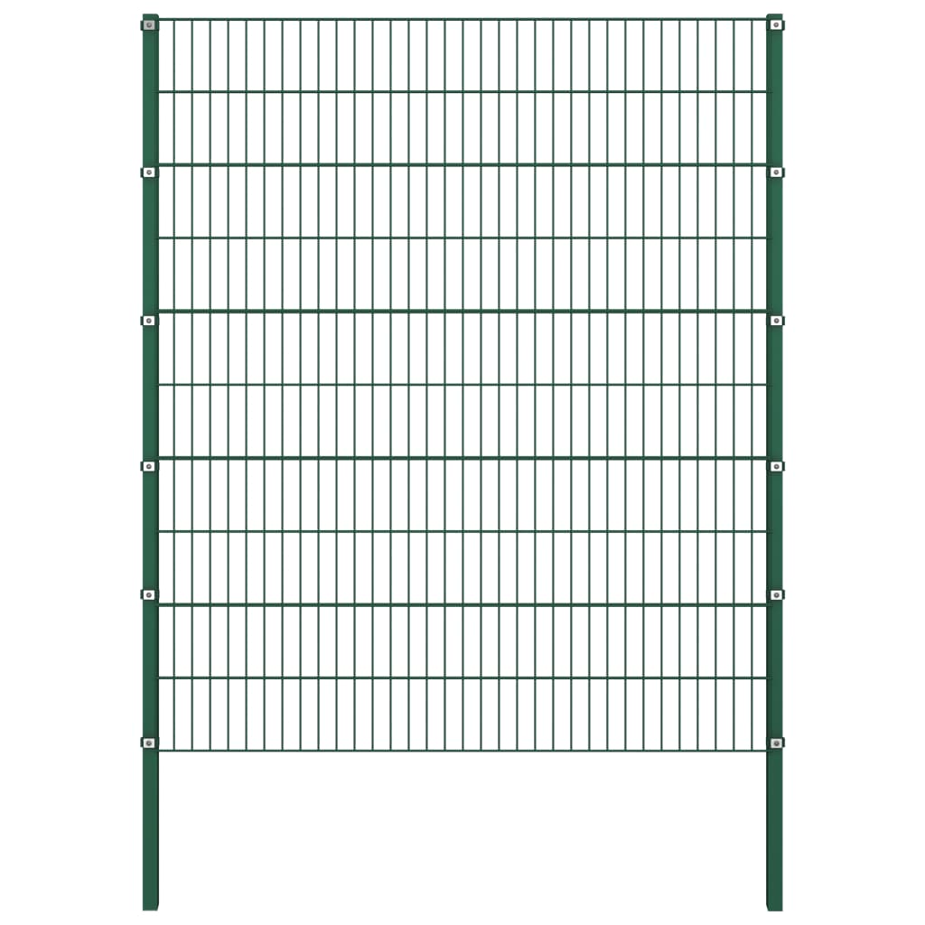 vidaXL Panou de gard cu stâlpi, verde, 1,7 x 2 m, fier vidaXL