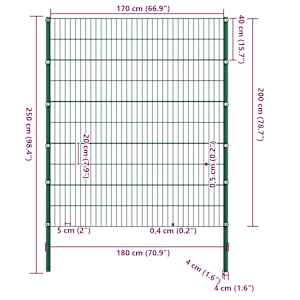 Plotový panel se sloupky železný 176,5 x 200 cm zelený - obrázek 4