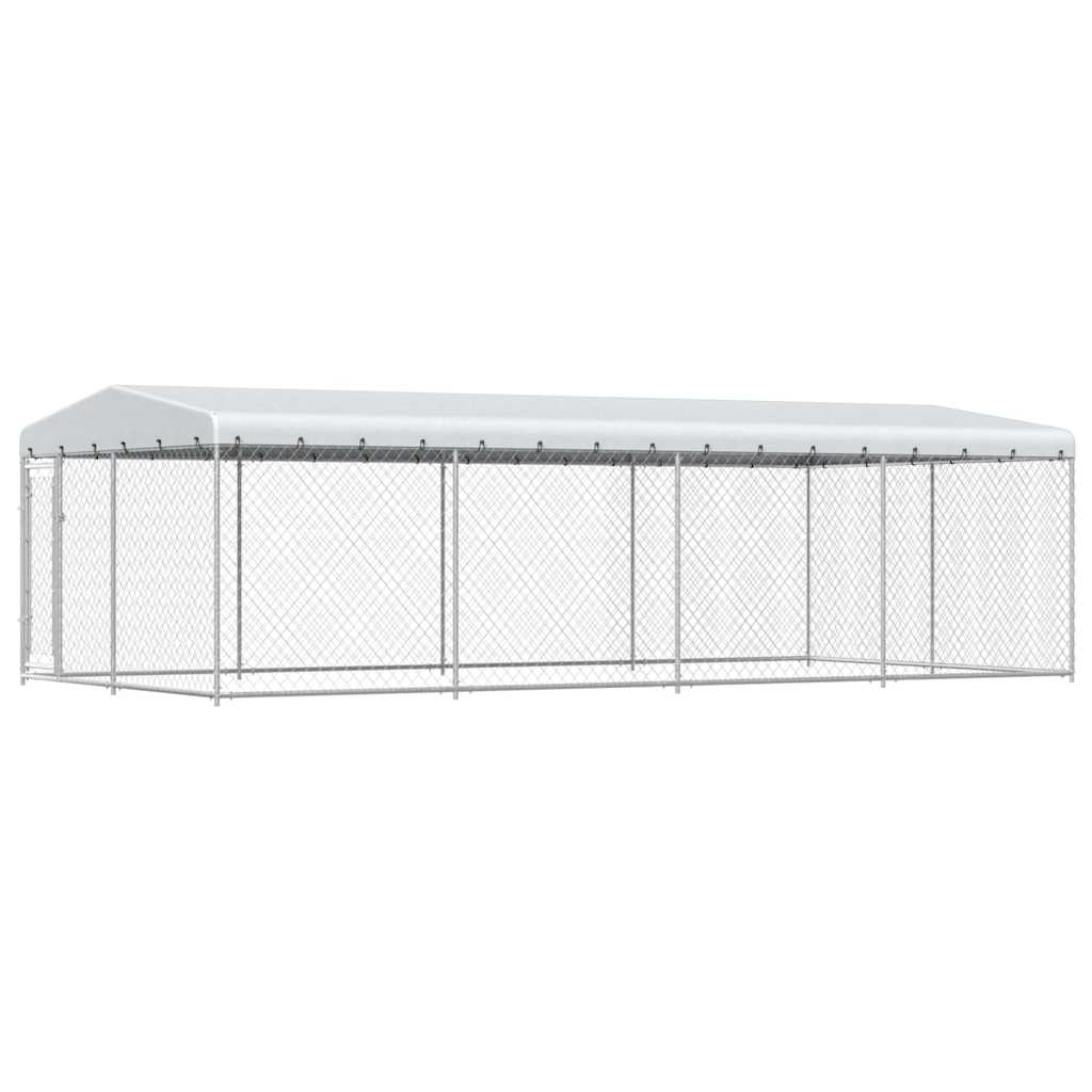 vidaXL Venkovní psí kotec se střechou 7,6 x 3,8 x 2,3 m