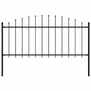 Vrtna ograja s koničastimi vrhovi jeklo (0,5-0,75)x1,7 m črna
