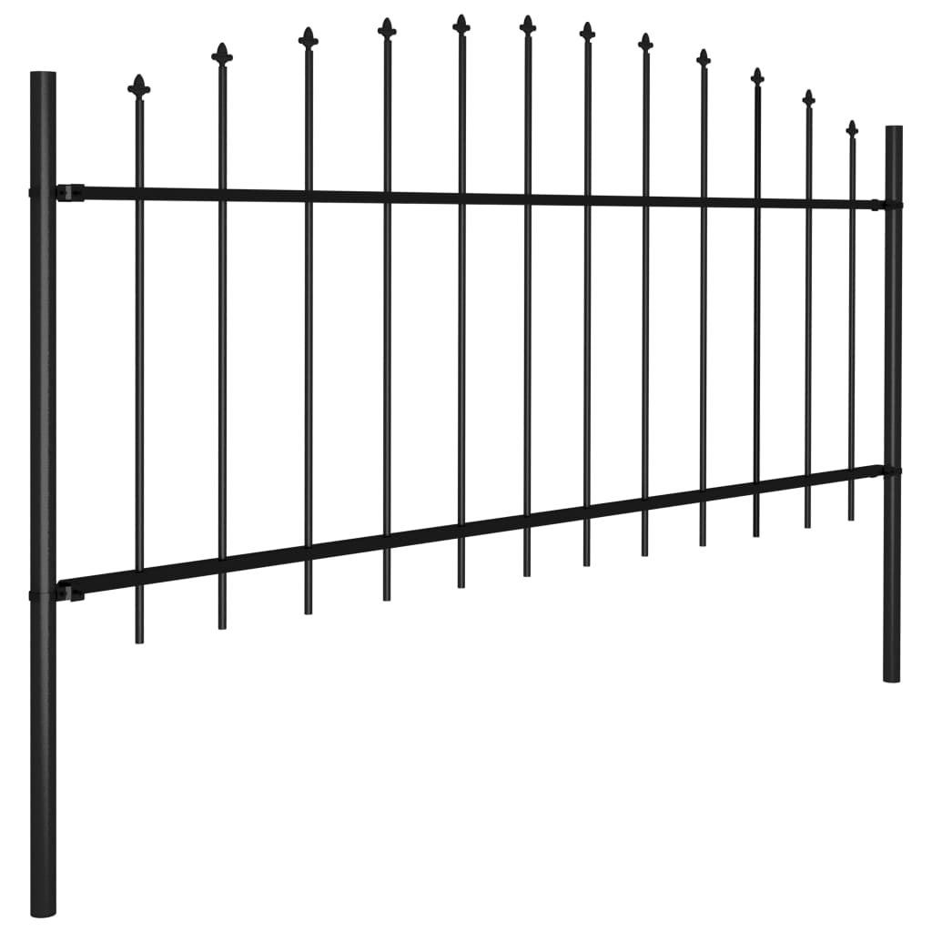 Zahradní plot s hroty ocel (0,5–0,75) x 1,7 m černý
