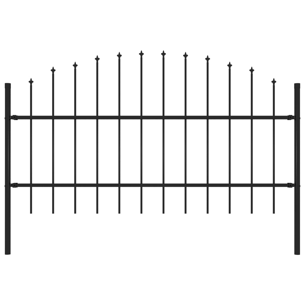 vidaXL Gard de grădină cu vârf suliță, negru, (0,75-1) x 1,7 m, oțel de la vidaxl imagine noua