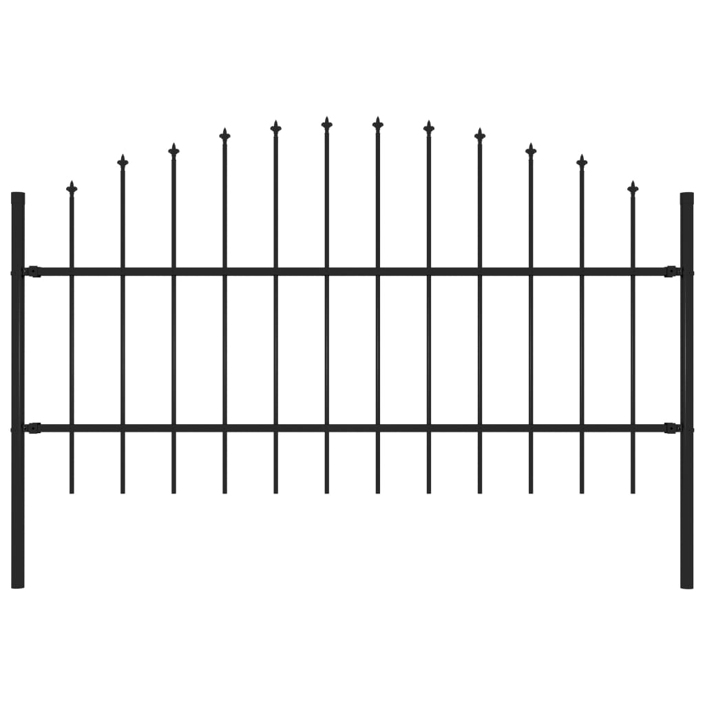 vidaXL Puutarha-aita keihäskärjillä teräs (0,75-1)x1,7 m musta