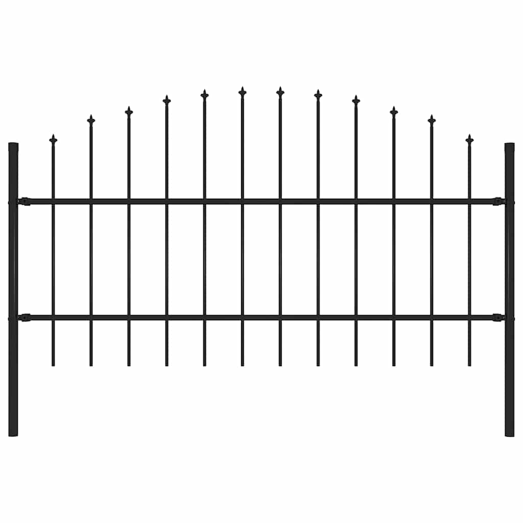vidaXL Zahradní plot s kopím nahoře ocelový 170 x 100 cm černý