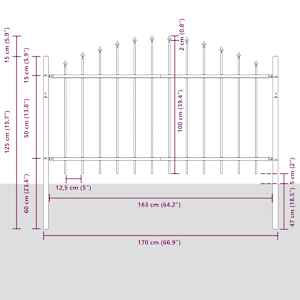 Zahradní plot Woerden s kopím nahoře ocelový 170 x 100 cm černý - obrázek 4