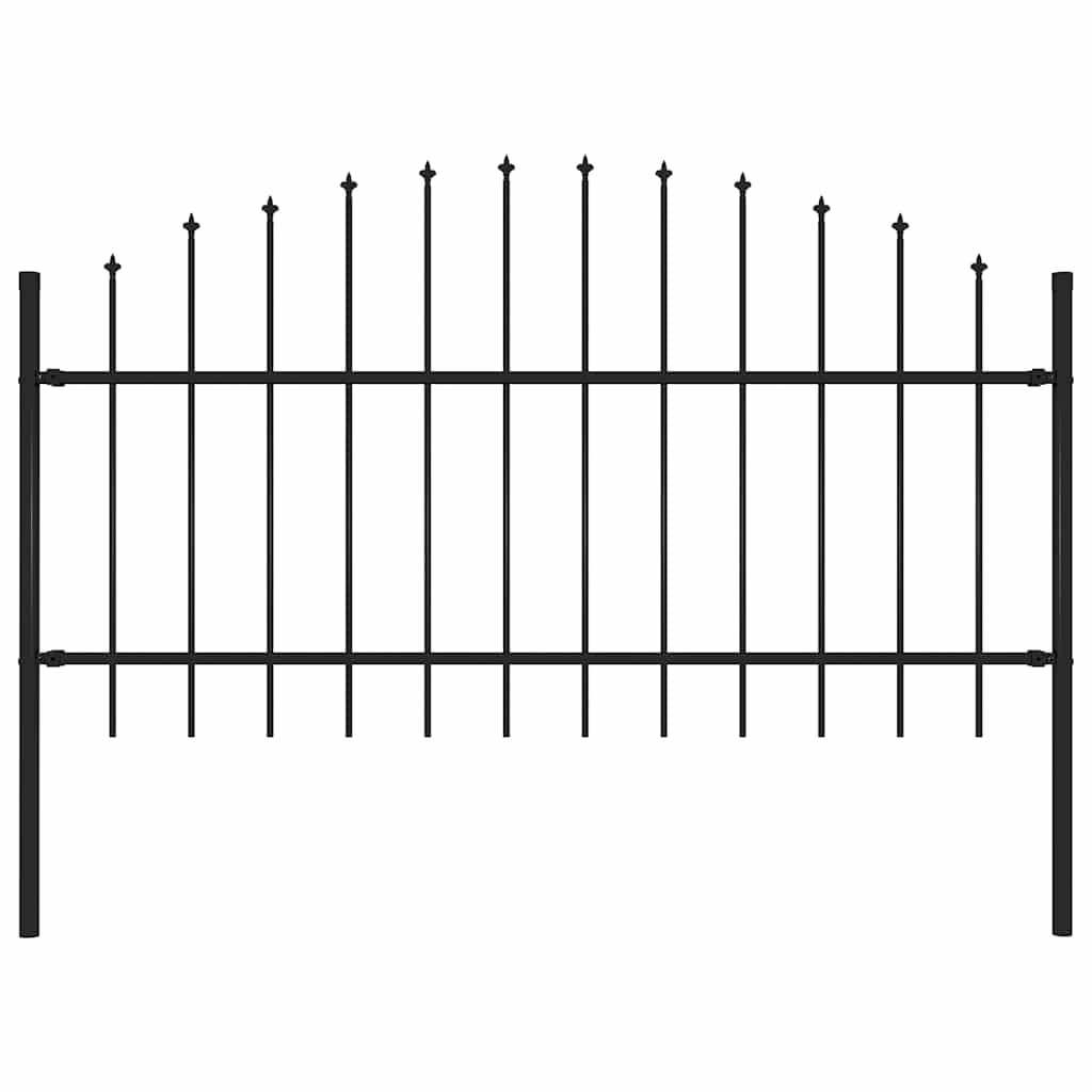 

vidaXL Garden Fence with Spear Top Steel 5.6' Black