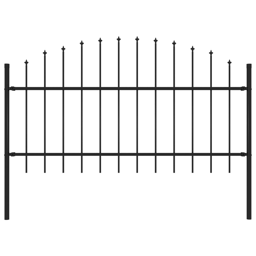 vidaXL Puutarha-aita keihäskärjillä teräs (1-1,25)x1,7 m musta