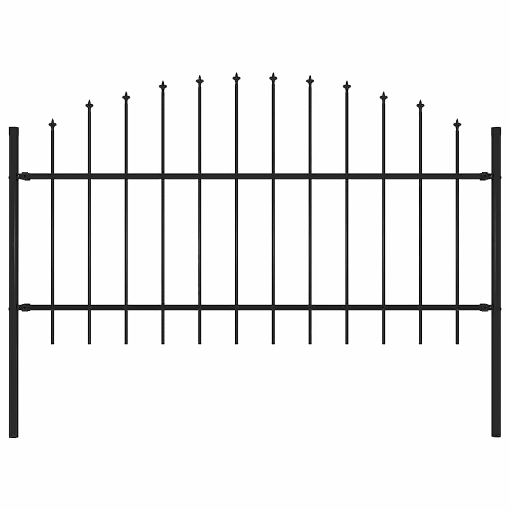 vidaXL Zahradní plot s kopím nahoře ocelový 170 x 125 cm černý