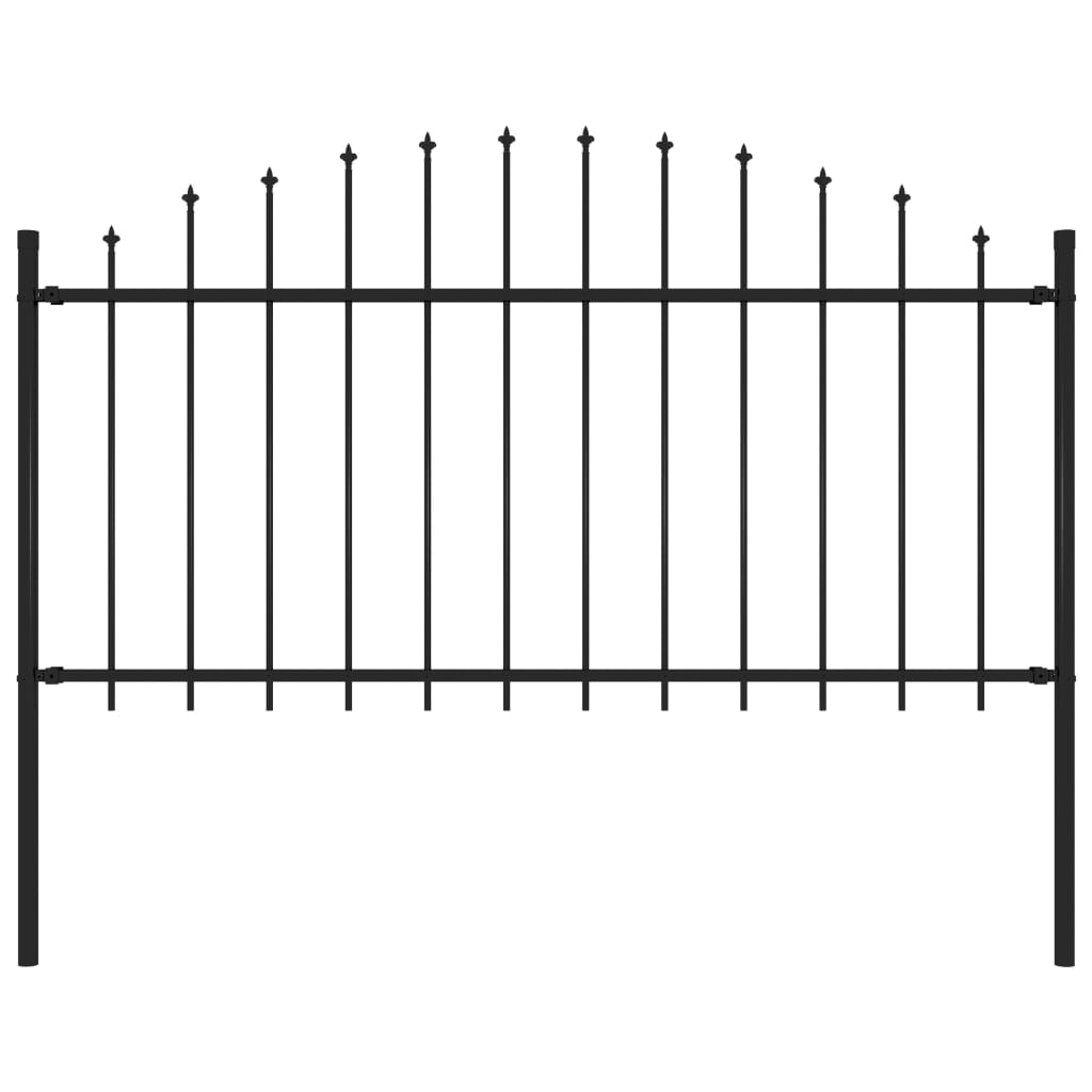  Záhradný plot s hrotmi, oceľ (1,25-1,5)x1,7 m, čierny