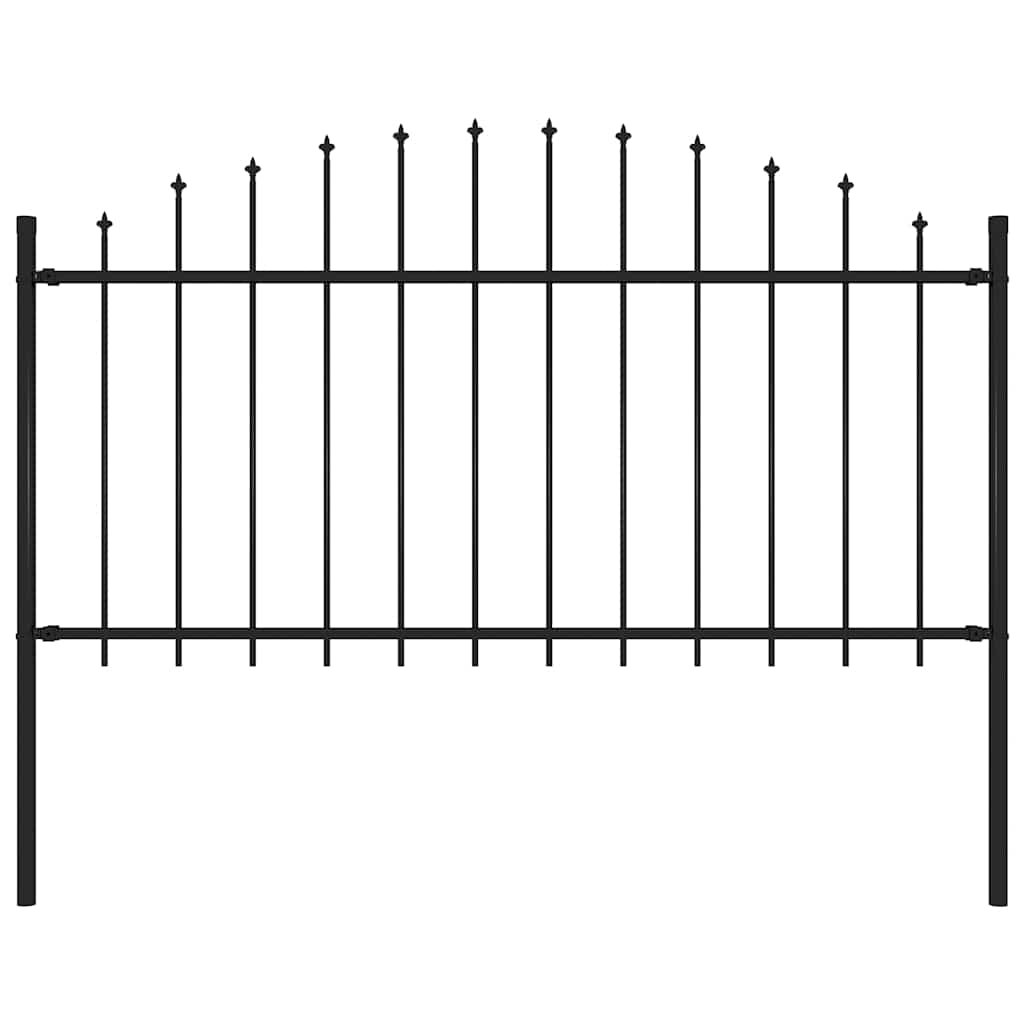 vidaXL Gartenzaun mit Speerspitzen Stahl (1,25 - 1,5) x 1,7 m Schwarz