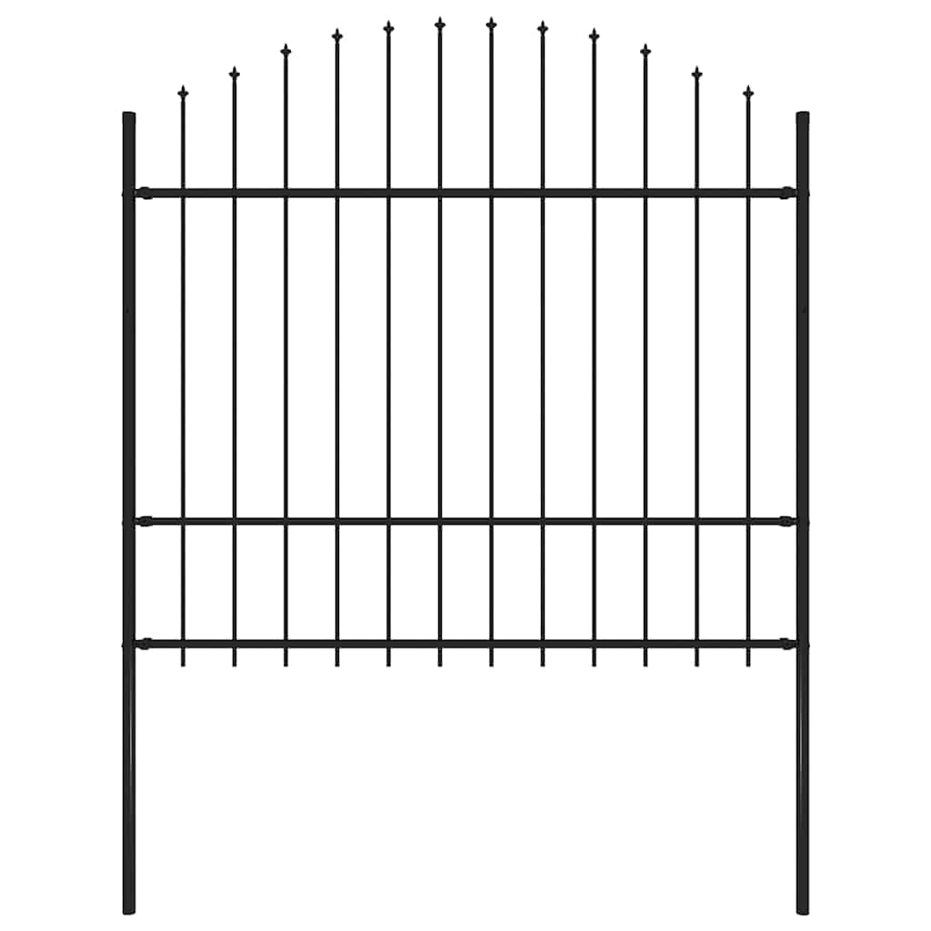vidaXL Gartenzaun mit Speerspitzen Stahl (1,5 - 1,75) x 1,7 m Schwarz