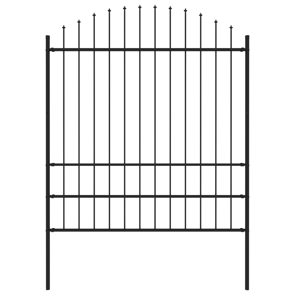 vidaXL Gard de grădină cu vârf suliță, negru, (1,75-2) x 1,7 m oțel vidaXL