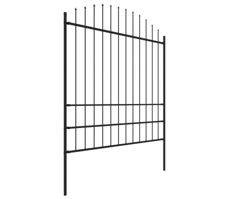 vidaXL Panel ogrodzeniowy z grotami, stal, (1,75-2) x 1,7 m, czarny