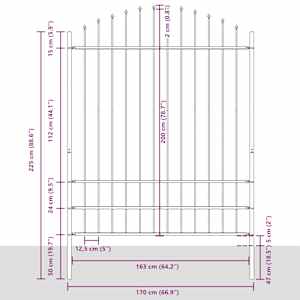 Zahradní plot Woerden s kopím nahoře ocelový 170 x 200 cm černý - obrázek 4