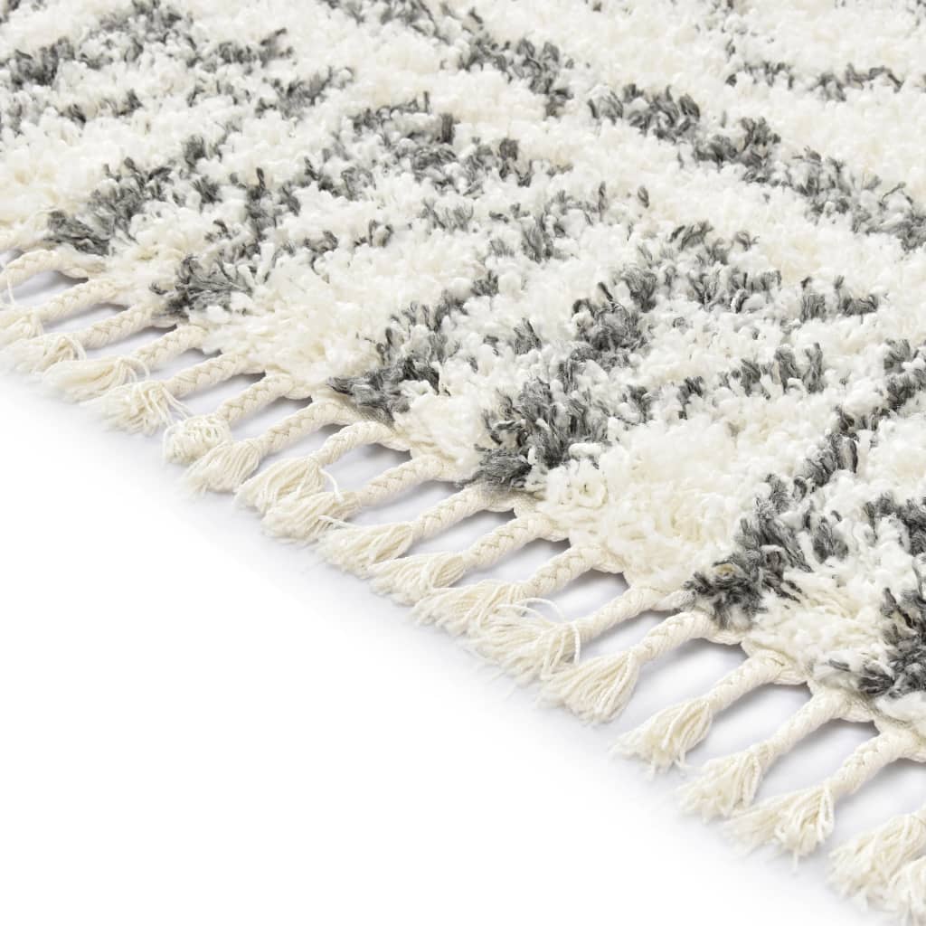 vidaXL Rug Berber Shaggy PP Beige and Grey 160x230 cm