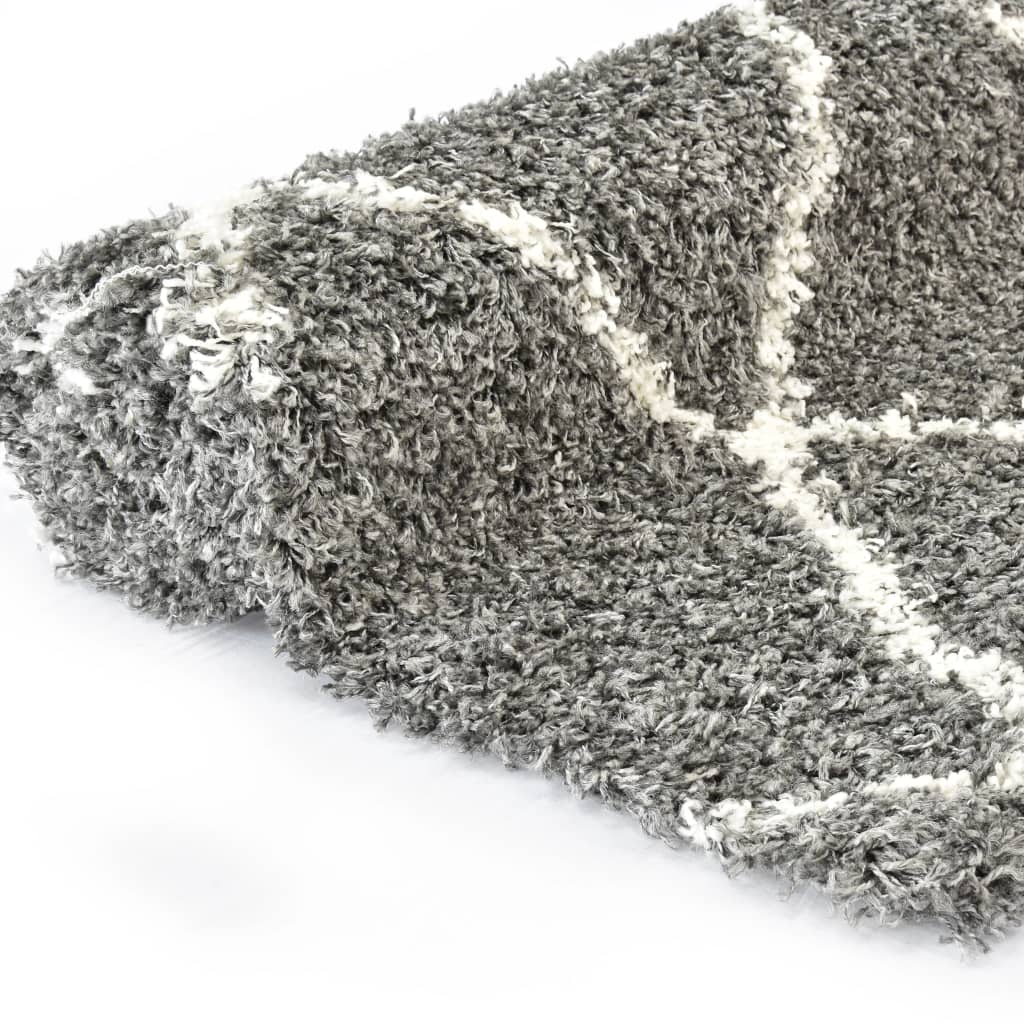 vidaXL Rug Berber Shaggy PP Grey and Beige 80x150 cm