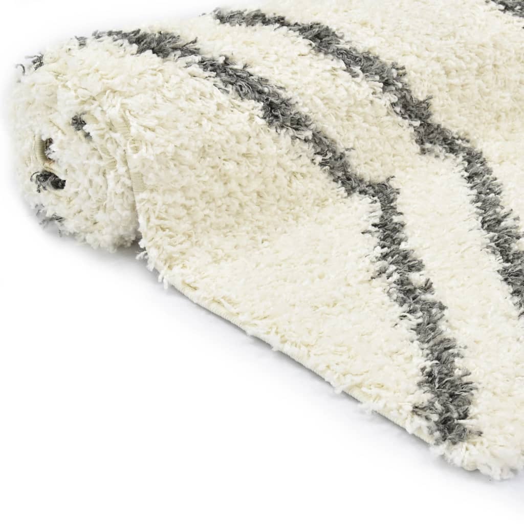 vidaXL Рошав берберски килим, РР, бежов и сив цвят, 80x150 см