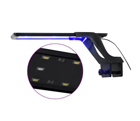 vidaXL LED svetilka za akvarij s spono 25-45 cm modra in bela